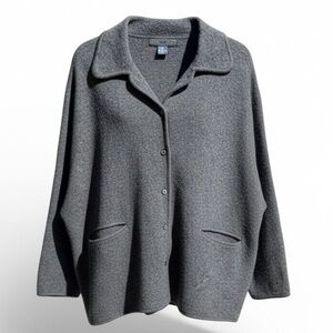 Herman Geist Charcoal Wool Cardigan Jacket with Pockets – Size 3X